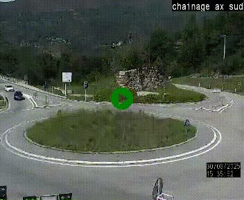 <h2>Webcam au nord d'Ax-les-Thermes au niveau de l'aire de chaînage de la N20. Vue orientée vers les Pyrénées, en direction de Pas de la Case</h2>