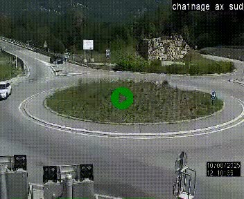 <h2>Webcam au nord d'Ax-les-Thermes au niveau de l'aire de chaînage de la N20. Vue orientée vers les Pyrénées, en direction de Pas de la Case</h2>