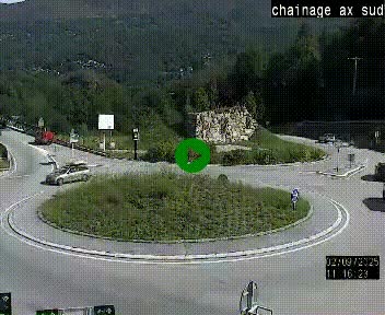 <h2>Webcam au nord d'Ax-les-Thermes au niveau de l'aire de chaînage de la N20. Vue orientée vers les Pyrénées, en direction de Pas de la Case</h2>