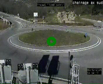 <h2>Webcam au nord d'Ax-les-Thermes au niveau de l'aire de chaînage de la N20. Vue orientée vers les Pyrénées, en direction de Pas de la Case</h2>