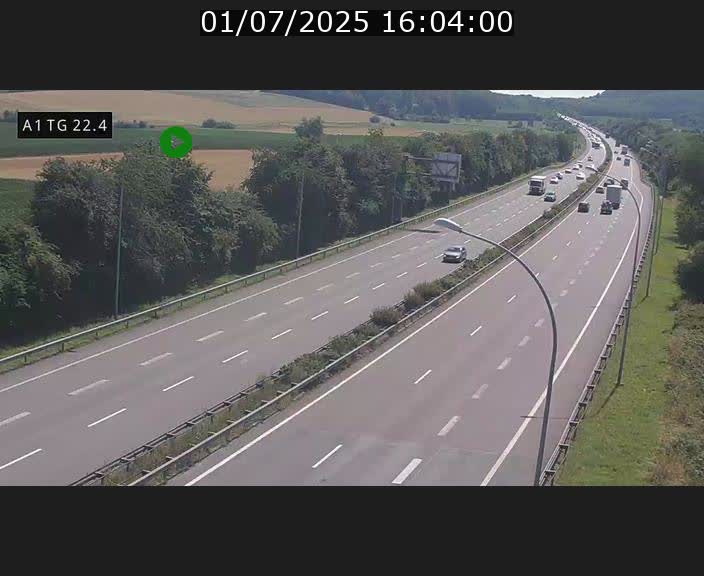 Traffic live webcam Luxembourg Flaxweiler - A1 direction Luxembourg - BK 22.4