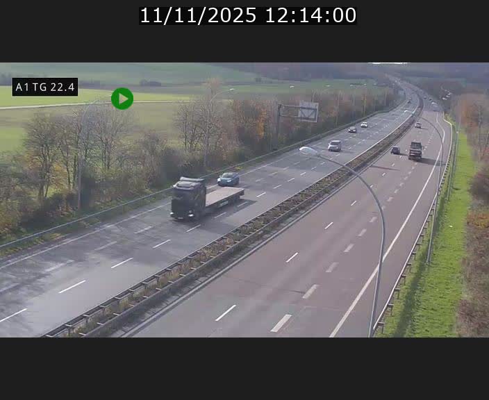 Traffic live webcam Luxembourg Flaxweiler - A1 direction Luxembourg - BK 22.4
