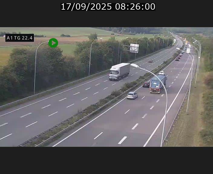 Traffic live webcam Luxembourg Flaxweiler - A1 direction Luxembourg - BK 22.4