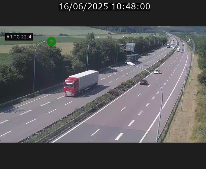 Traffic live webcam Luxembourg Flaxweiler - A1 direction Luxembourg - BK 22.4