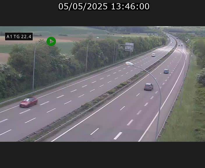 Traffic live webcam Luxembourg Flaxweiler - A1 direction Luxembourg - BK 22.4