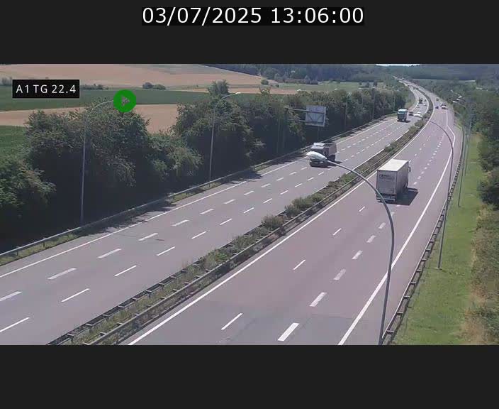 Traffic live webcam Luxembourg Flaxweiler - A1 direction Luxembourg - BK 22.4