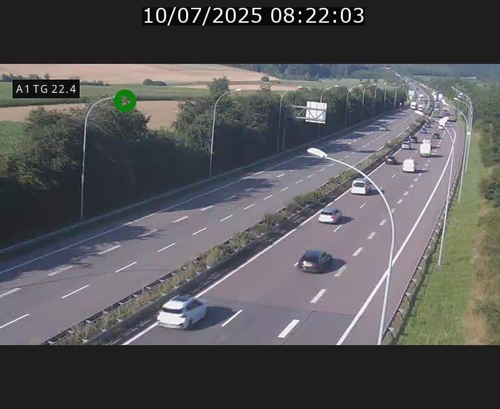 Traffic live webcam Luxembourg Flaxweiler - A1 direction Luxembourg - BK 22.4