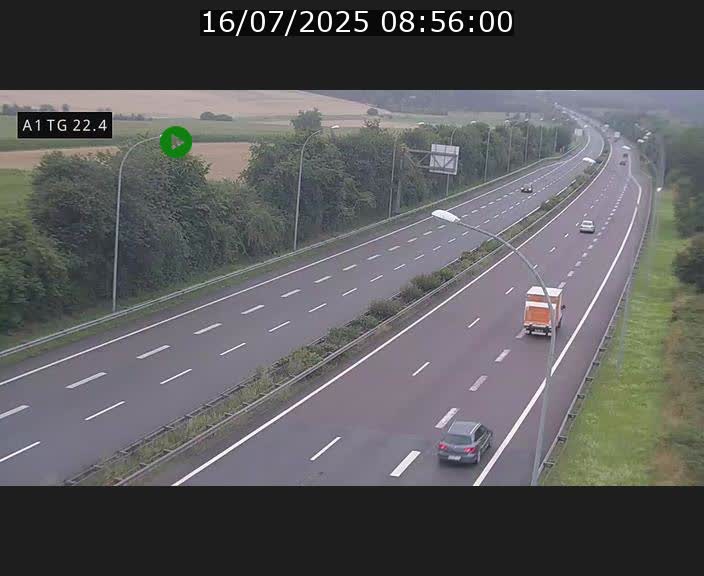 Traffic live webcam Luxembourg Flaxweiler - A1 direction Luxembourg - BK 22.4