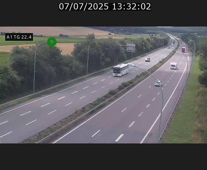 Traffic live webcam Luxembourg Flaxweiler - A1 direction Luxembourg - BK 22.4