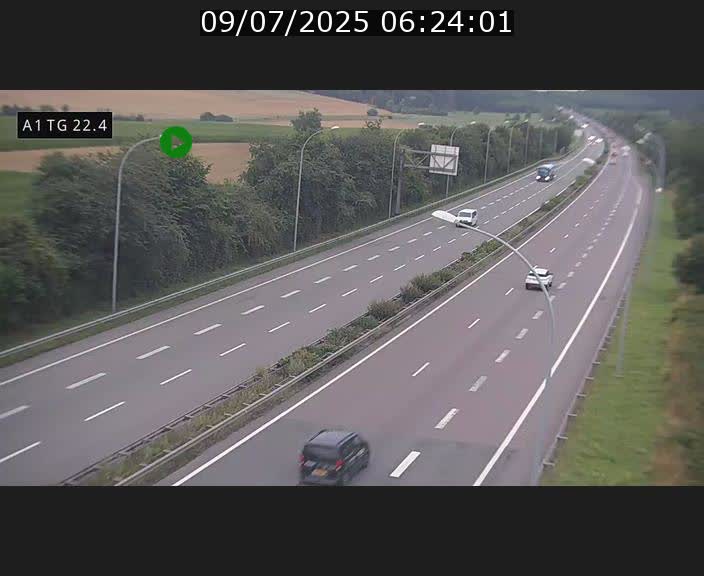 Traffic live webcam Luxembourg Flaxweiler - A1 direction Luxembourg - BK 22.4