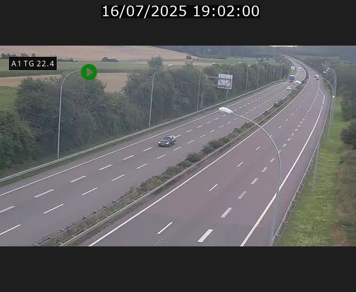 Traffic live webcam Luxembourg Flaxweiler - A1 direction Luxembourg - BK 22.4