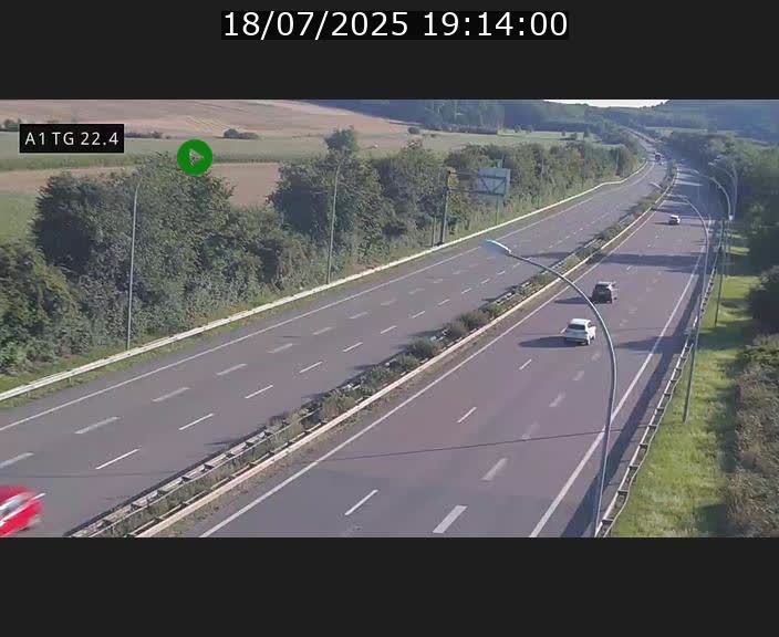 Traffic live webcam Luxembourg Flaxweiler - A1 direction Luxembourg - BK 22.4
