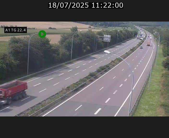 Traffic live webcam Luxembourg Flaxweiler - A1 direction Luxembourg - BK 22.4