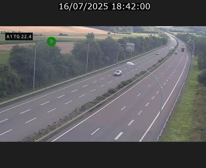 Traffic live webcam Luxembourg Flaxweiler - A1 direction Luxembourg - BK 22.4
