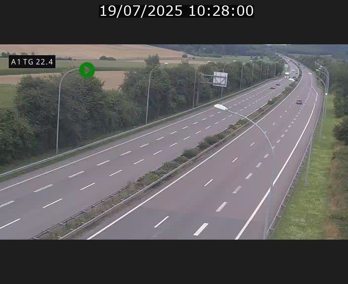 Traffic live webcam Luxembourg Flaxweiler - A1 direction Luxembourg - BK 22.4