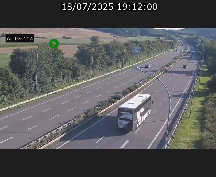 Traffic live webcam Luxembourg Flaxweiler - A1 direction Luxembourg - BK 22.4