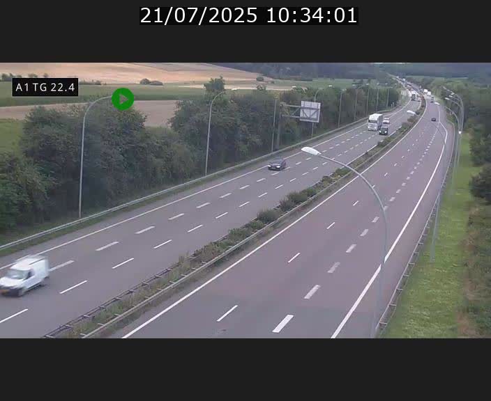 Traffic live webcam Luxembourg Flaxweiler - A1 direction Luxembourg - BK 22.4