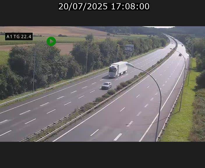 Traffic live webcam Luxembourg Flaxweiler - A1 direction Luxembourg - BK 22.4
