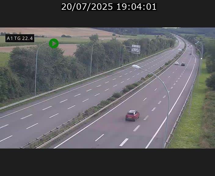 Traffic live webcam Luxembourg Flaxweiler - A1 direction Luxembourg - BK 22.4