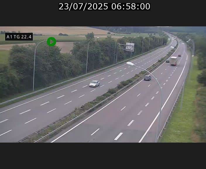 Traffic live webcam Luxembourg Flaxweiler - A1 direction Luxembourg - BK 22.4