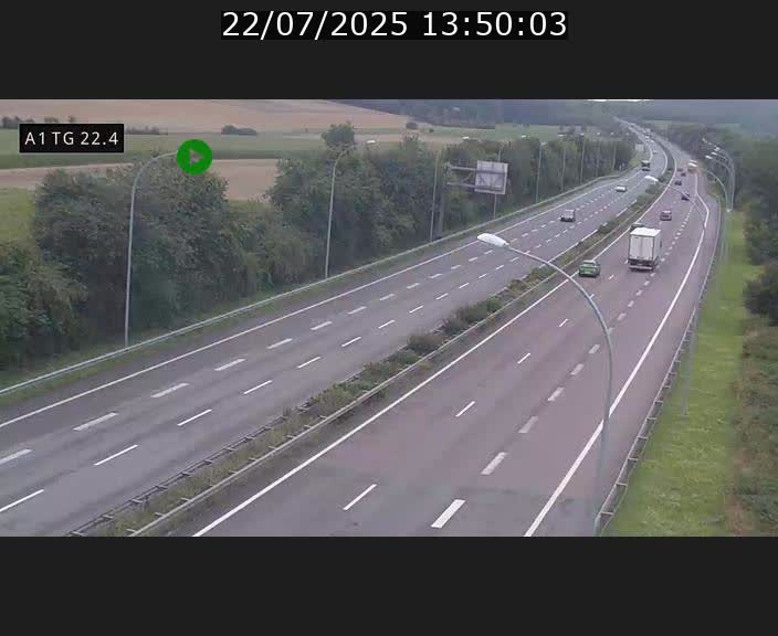 Traffic live webcam Luxembourg Flaxweiler - A1 direction Luxembourg - BK 22.4