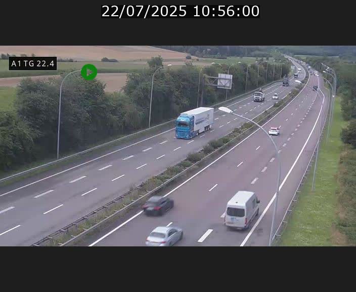 Traffic live webcam Luxembourg Flaxweiler - A1 direction Luxembourg - BK 22.4