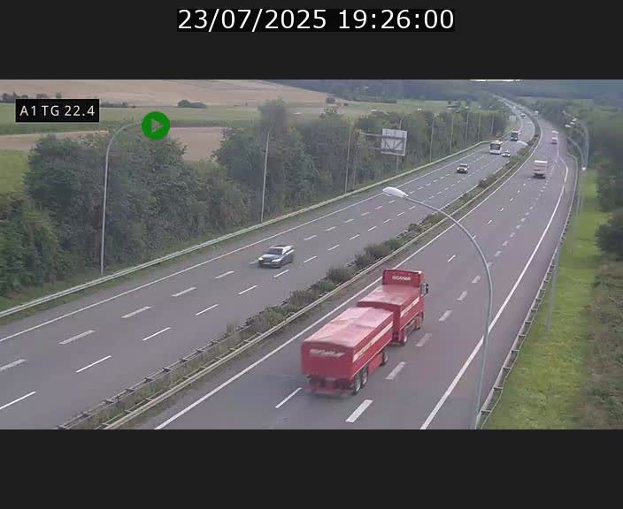 Traffic live webcam Luxembourg Flaxweiler - A1 direction Luxembourg - BK 22.4