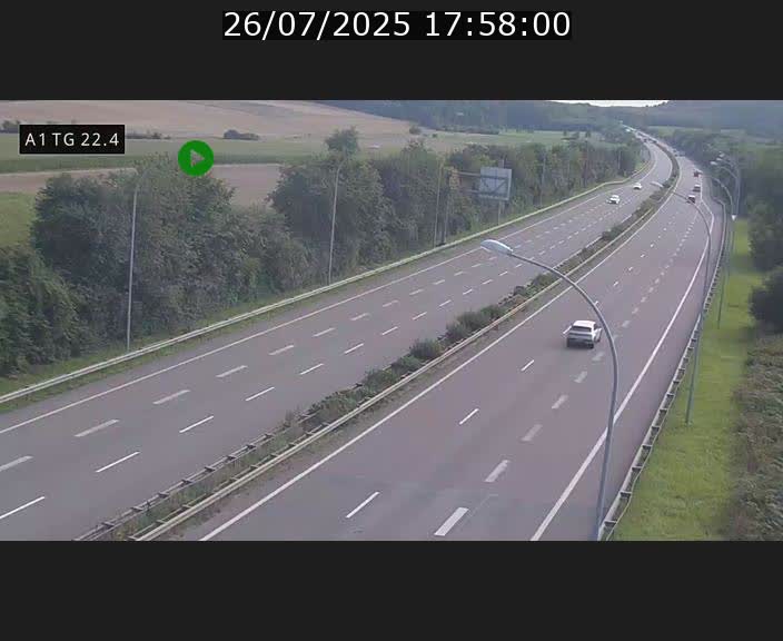 Traffic live webcam Luxembourg Flaxweiler - A1 direction Luxembourg - BK 22.4