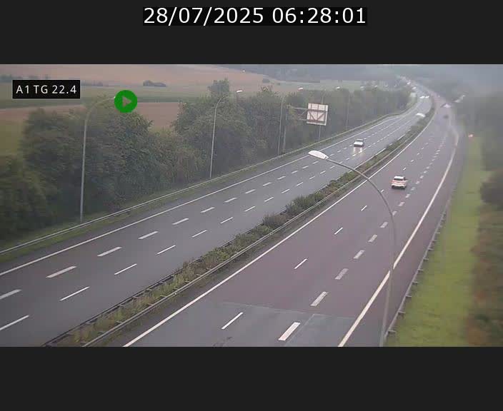 Traffic live webcam Luxembourg Flaxweiler - A1 direction Luxembourg - BK 22.4