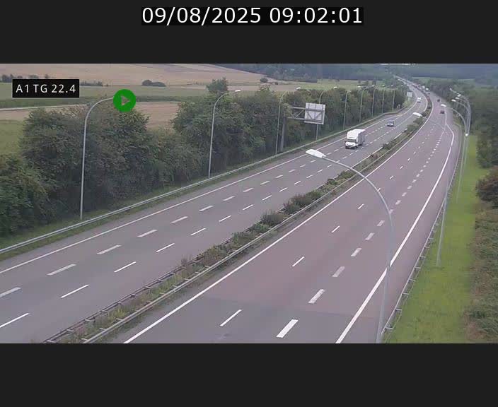 Traffic live webcam Luxembourg Flaxweiler - A1 direction Luxembourg - BK 22.4