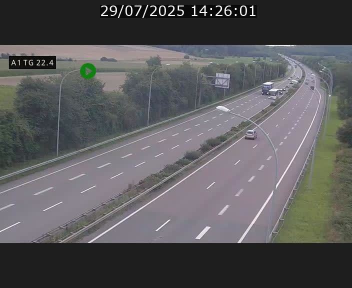 Traffic live webcam Luxembourg Flaxweiler - A1 direction Luxembourg - BK 22.4