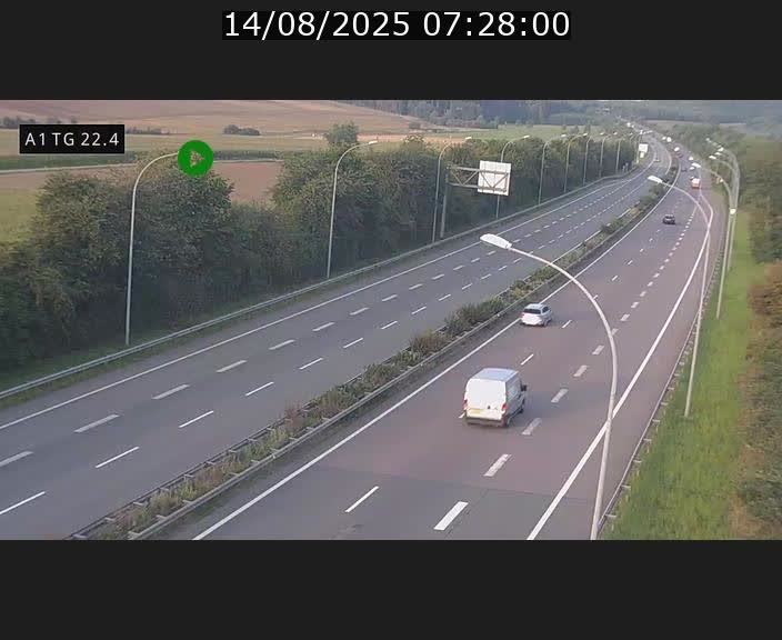 Traffic live webcam Luxembourg Flaxweiler - A1 direction Luxembourg - BK 22.4