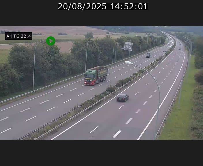 Traffic live webcam Luxembourg Flaxweiler - A1 direction Luxembourg - BK 22.4