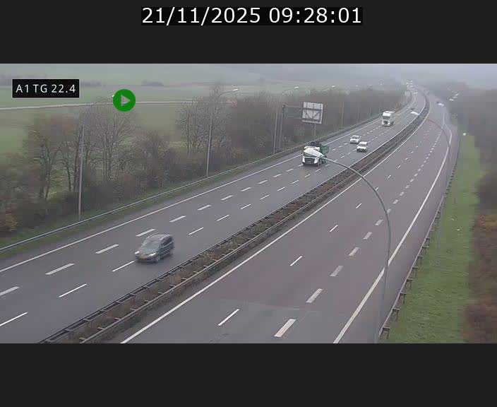 Traffic live webcam Luxembourg Flaxweiler - A1 direction Luxembourg - BK 22.4