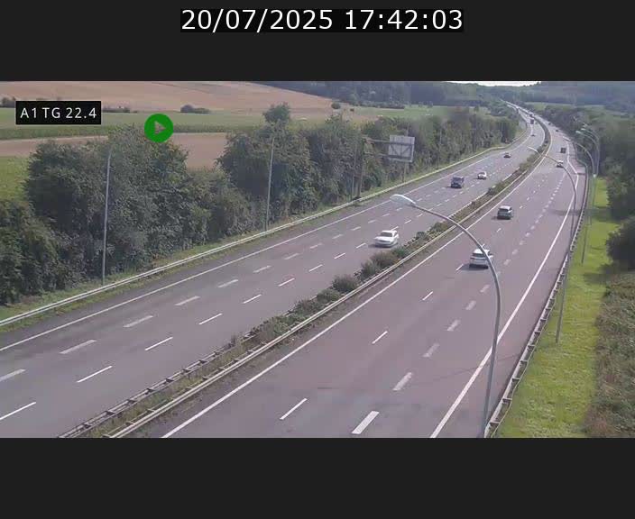 Traffic live webcam Luxembourg Flaxweiler - A1 direction Luxembourg - BK 22.4