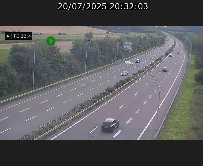 Traffic live webcam Luxembourg Flaxweiler - A1 direction Luxembourg - BK 22.4