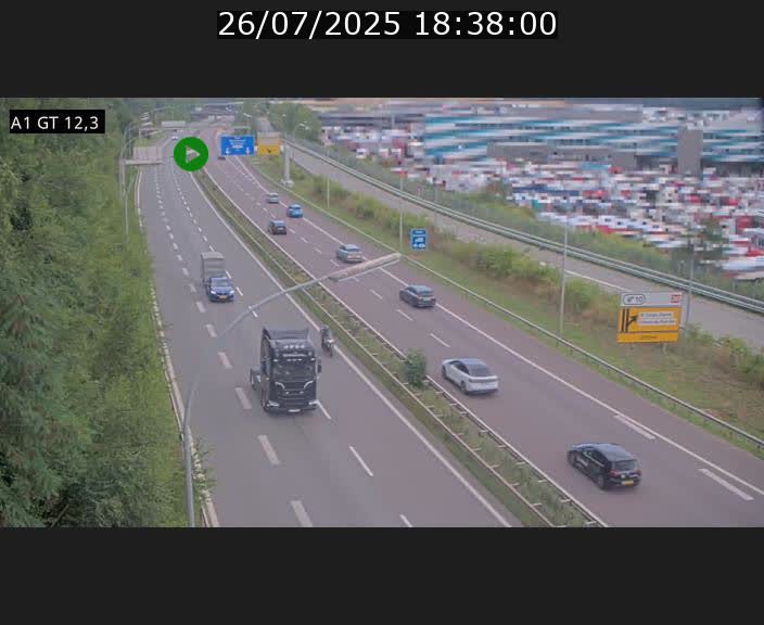 Traffic live webcam Luxembourg Senningerberg - A1 direction Allemagne - BK 12.3