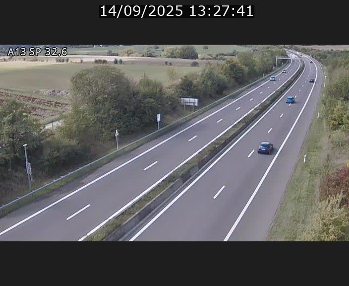 Webcam info trafic A13 à hauteur de Mondorf-les-bains. Vue orientée vers Altwies