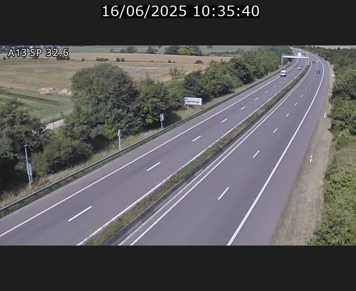 Webcam info trafic A13 à hauteur de Mondorf-les-bains. Vue orientée vers Altwies