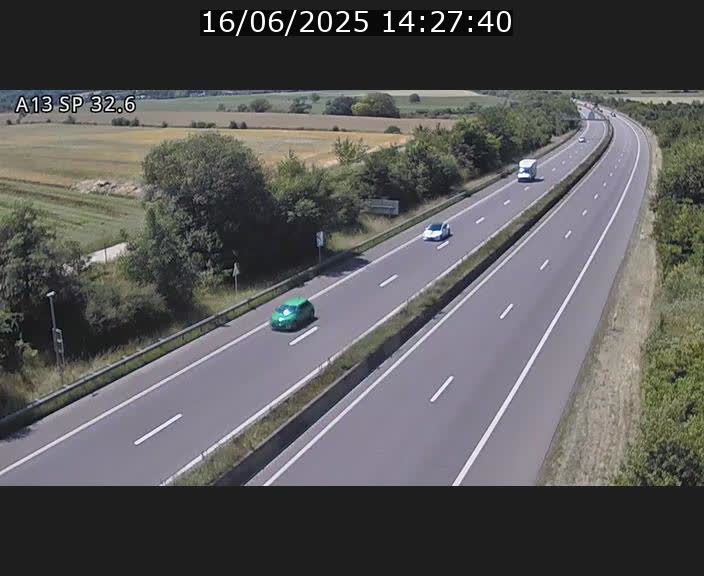 Webcam info trafic A13 à hauteur de Mondorf-les-bains. Vue orientée vers Altwies