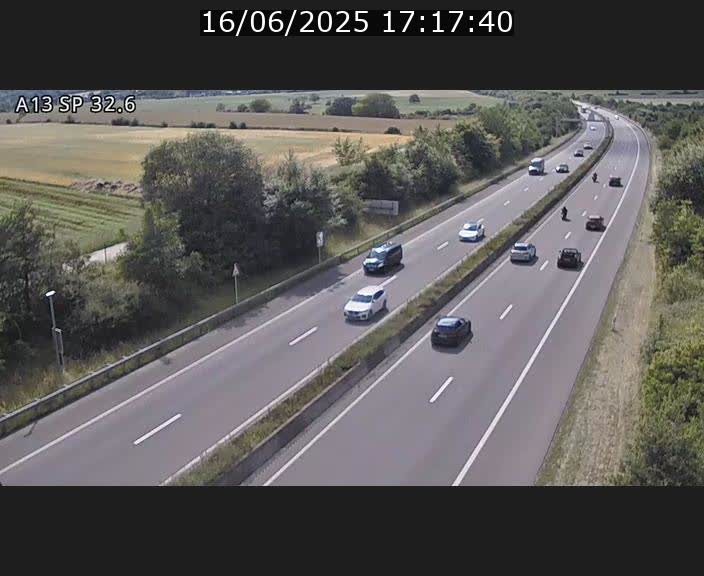 Webcam info trafic A13 à hauteur de Mondorf-les-bains. Vue orientée vers Altwies