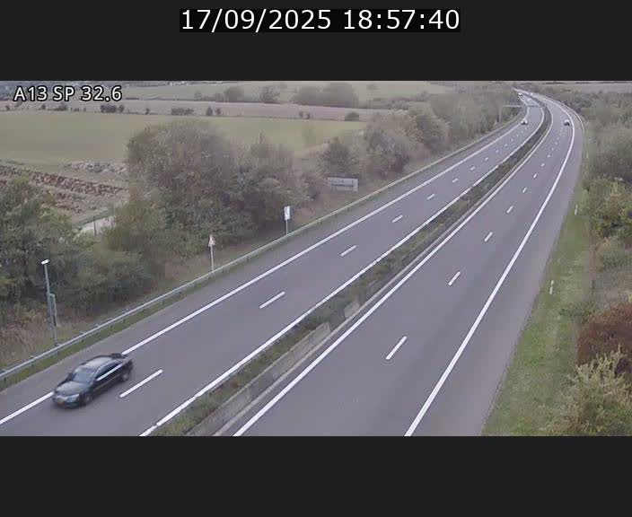 Webcam info trafic A13 à hauteur de Mondorf-les-bains. Vue orientée vers Altwies