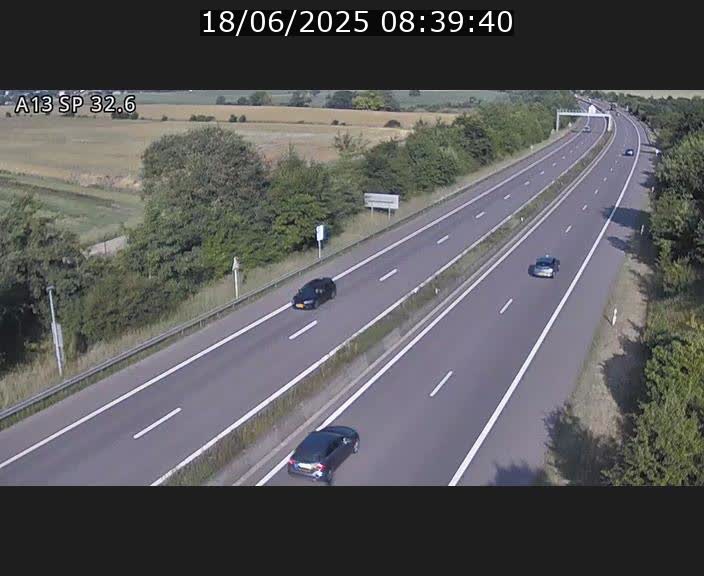 Webcam info trafic A13 à hauteur de Mondorf-les-bains. Vue orientée vers Altwies