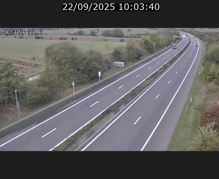 Webcam info trafic A13 à hauteur de Mondorf-les-bains. Vue orientée vers Altwies