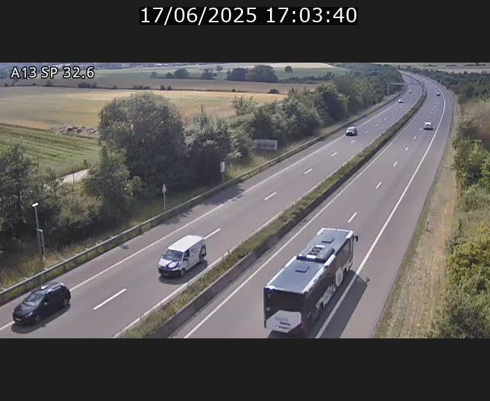 Webcam info trafic A13 à hauteur de Mondorf-les-bains. Vue orientée vers Altwies