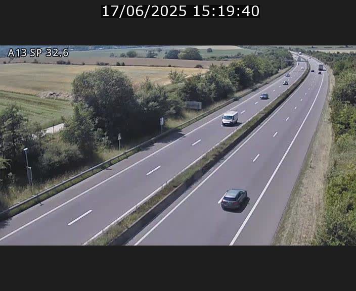 Webcam info trafic A13 à hauteur de Mondorf-les-bains. Vue orientée vers Altwies