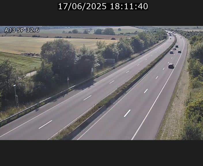 Webcam info trafic A13 à hauteur de Mondorf-les-bains. Vue orientée vers Altwies