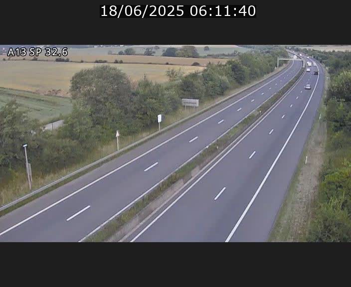 Webcam info trafic A13 à hauteur de Mondorf-les-bains. Vue orientée vers Altwies