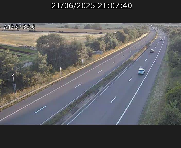 Webcam info trafic A13 à hauteur de Mondorf-les-bains. Vue orientée vers Altwies