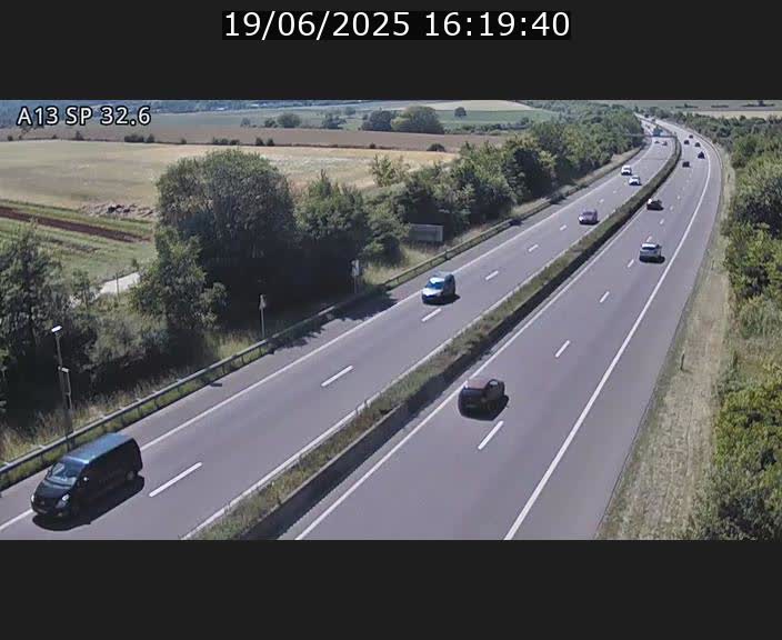 Webcam info trafic A13 à hauteur de Mondorf-les-bains. Vue orientée vers Altwies